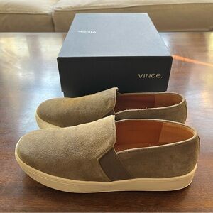Vince Women’s Taupe Suede Slip-On Loafers